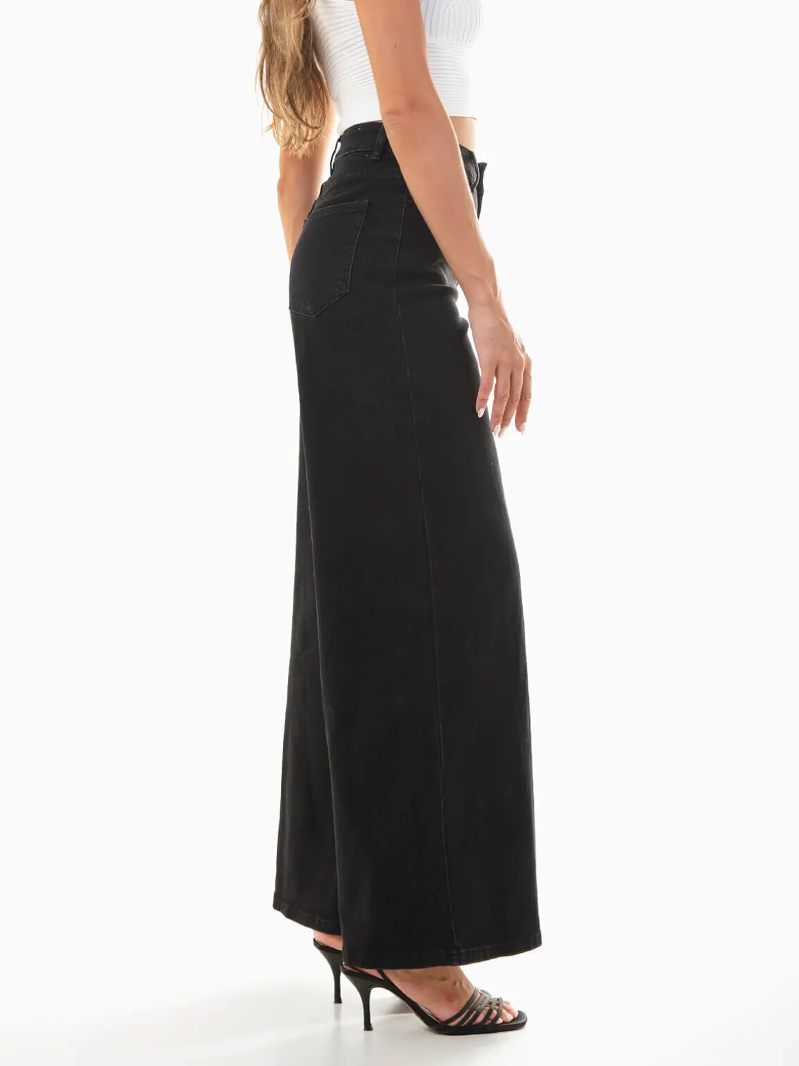 Calças ganga wide leg pretas