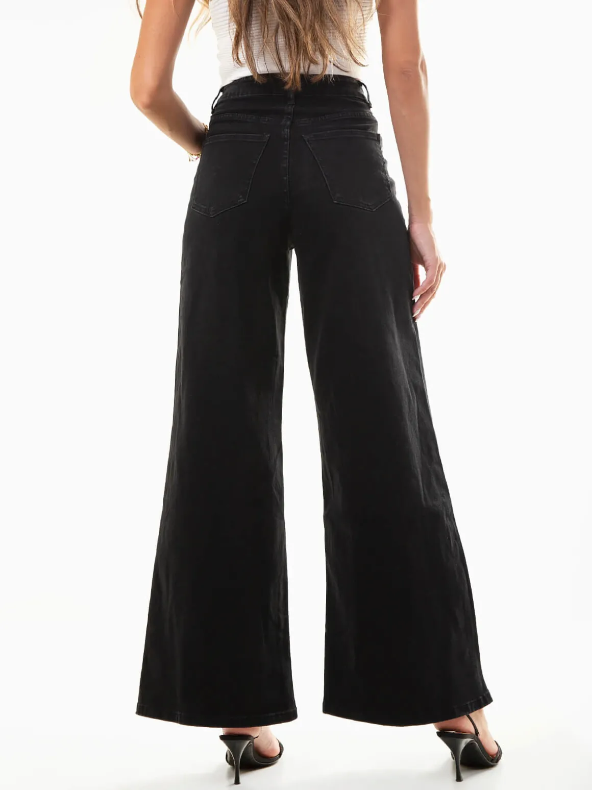 Calças ganga wide leg pretas