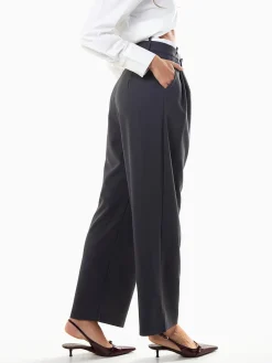 Calças largas alfaiataria cintura dupla