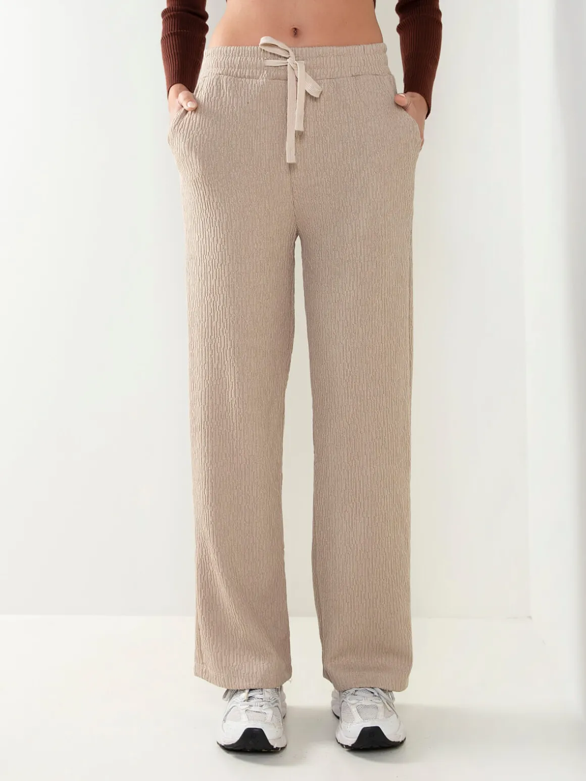 Calças malha com textura