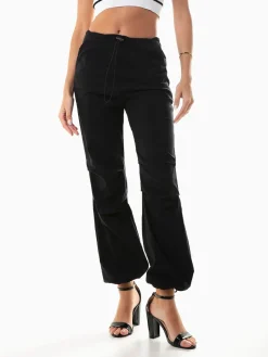 Calças parachute com pregas