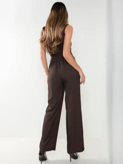 Calças perna larga com cintura alta