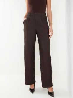 Calças perna larga com cintura alta