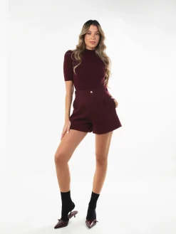 Calções alfaiataria com cintura alta