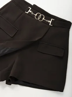 Calções alfaiataria com sobreposição