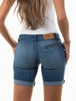 Calções ganga cintura baixa