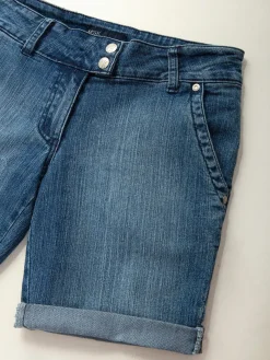 Calções ganga cintura baixa