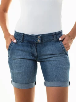 Calções ganga cintura baixa