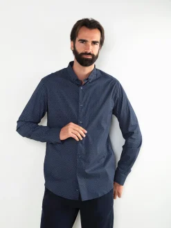 Camisa azul marinho com micro estampado