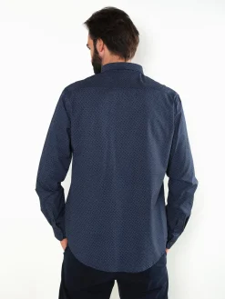 Camisa azul marinho com micro estampado