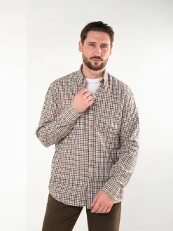 Camisa bege aos quadrados