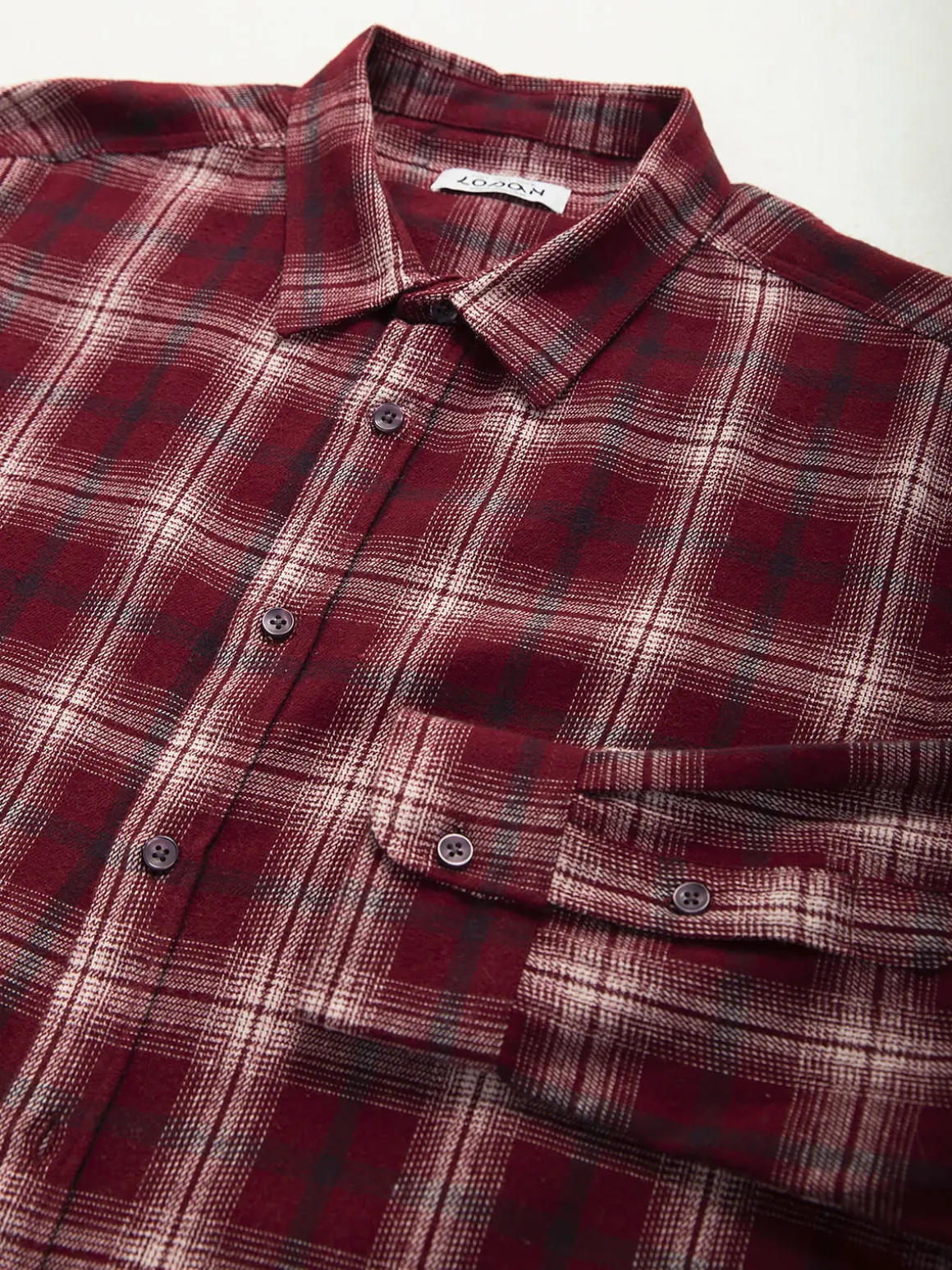 Camisa bordeaux flanela com xadrez