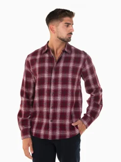 Camisa bordeaux flanela com xadrez
