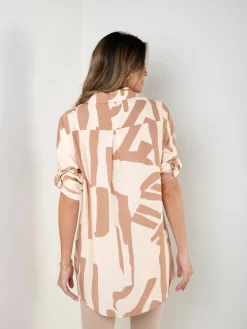 Camisa comprida estampada manga 3/4