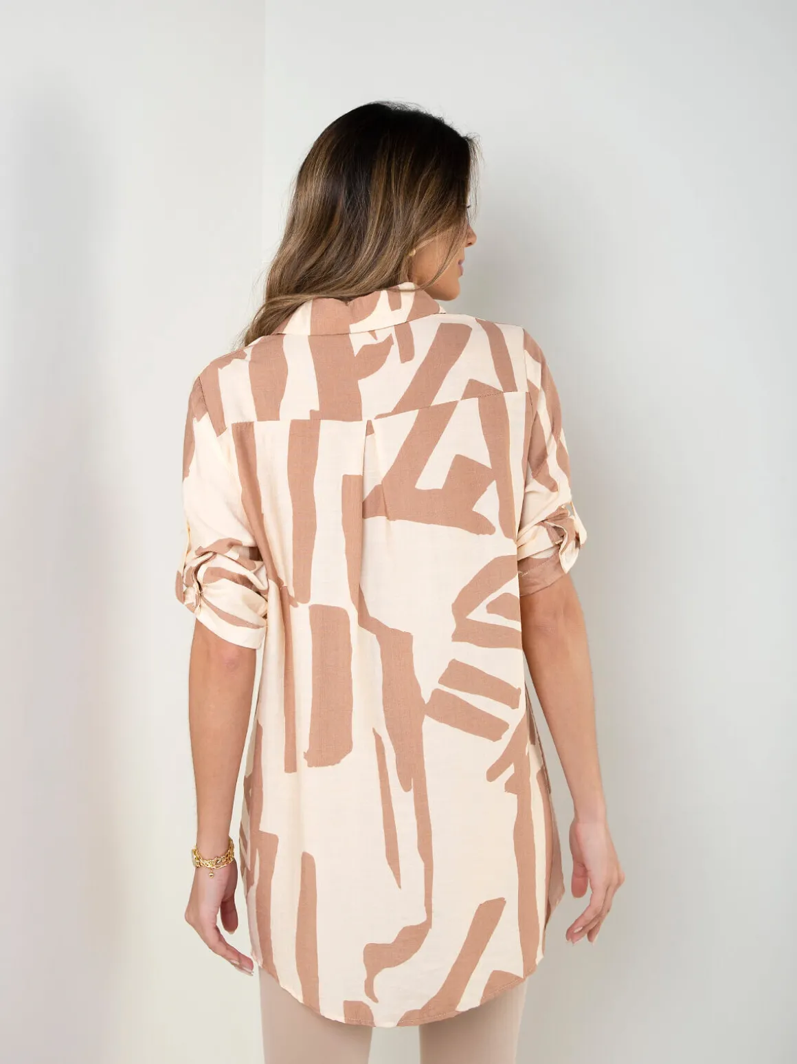 Camisa comprida estampada manga 3/4