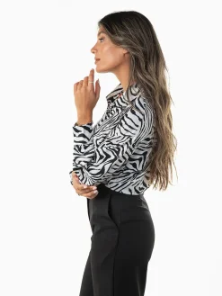 Camisa cropped estampado zebra