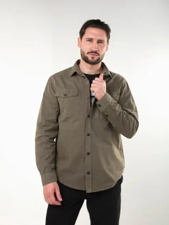 Camisa em sarja verde tropa