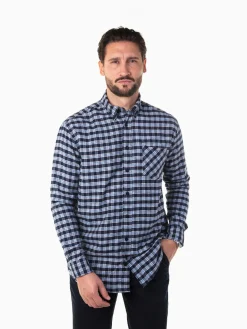 Camisa flanela azul marinho com xadrez