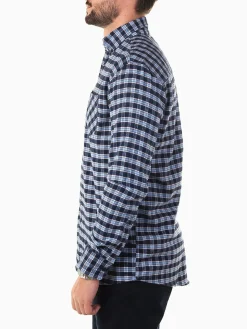 Camisa flanela azul marinho com xadrez