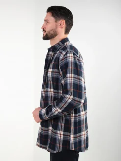 Camisa flanela azul marinho 100% algodão