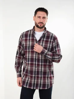 Camisa flanela bordeaux 100% algodão