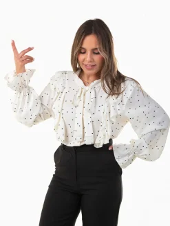 Camisa fluída às bolinhas