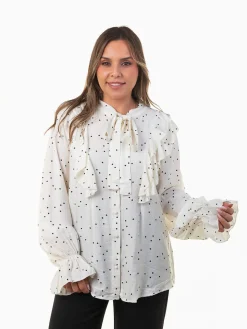 Camisa fluída às bolinhas