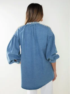 Camisa ganga com pérolas