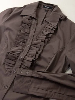 Camisa manga comprida com folhos