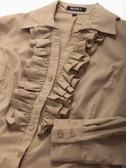 Camisa manga comprida com folhos