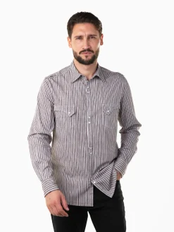 Camisa manga comprida às riscas