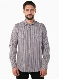 Camisa manga comprida às riscas