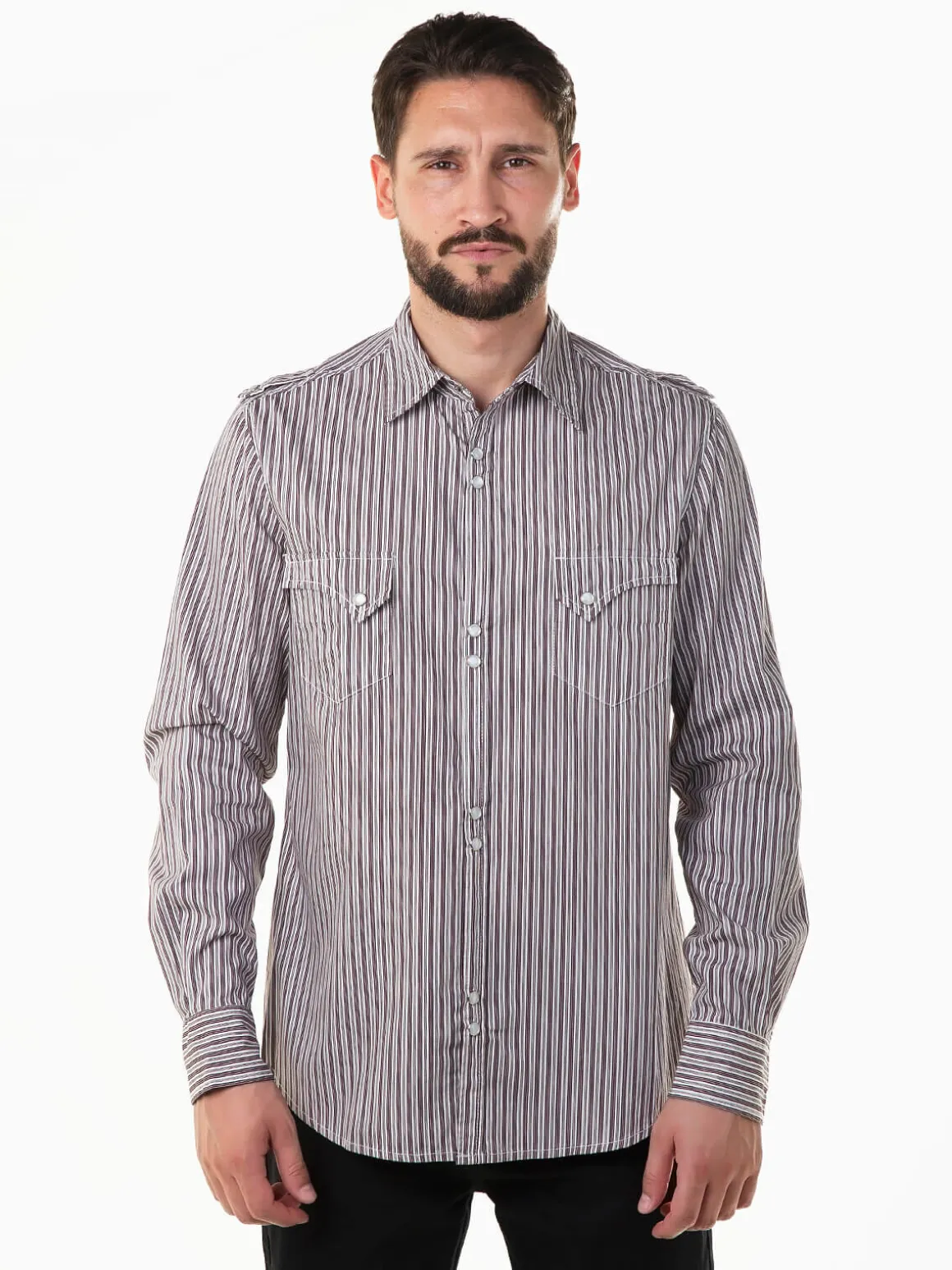 Camisa manga comprida às riscas