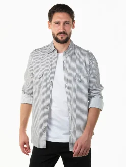 Camisa manga comprida às riscas