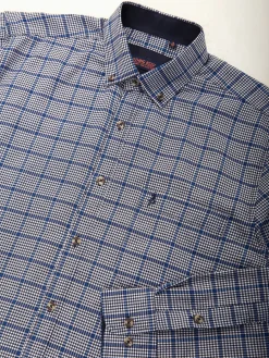 Camisa xadrez azul com bordado