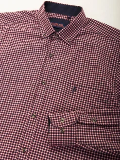 Camisa xadrez bordeaux com bordado