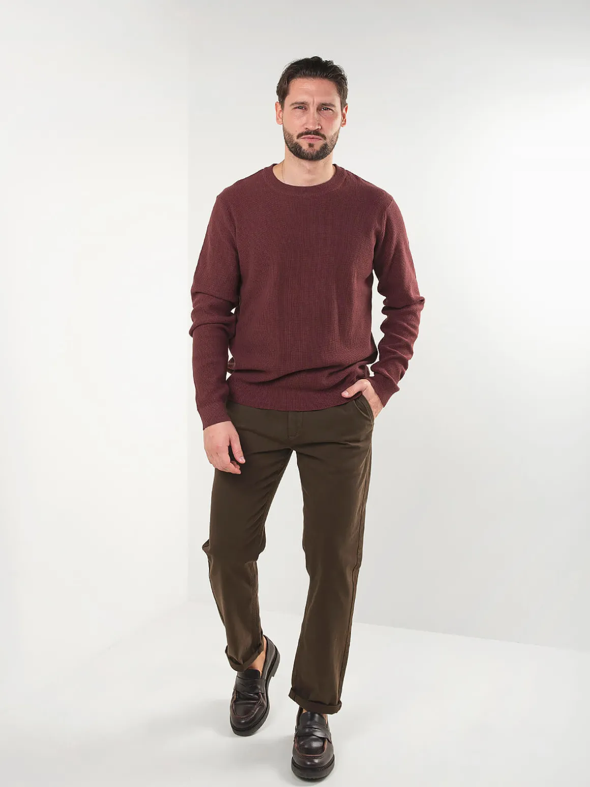 Camisola bordeaux malha estruturada