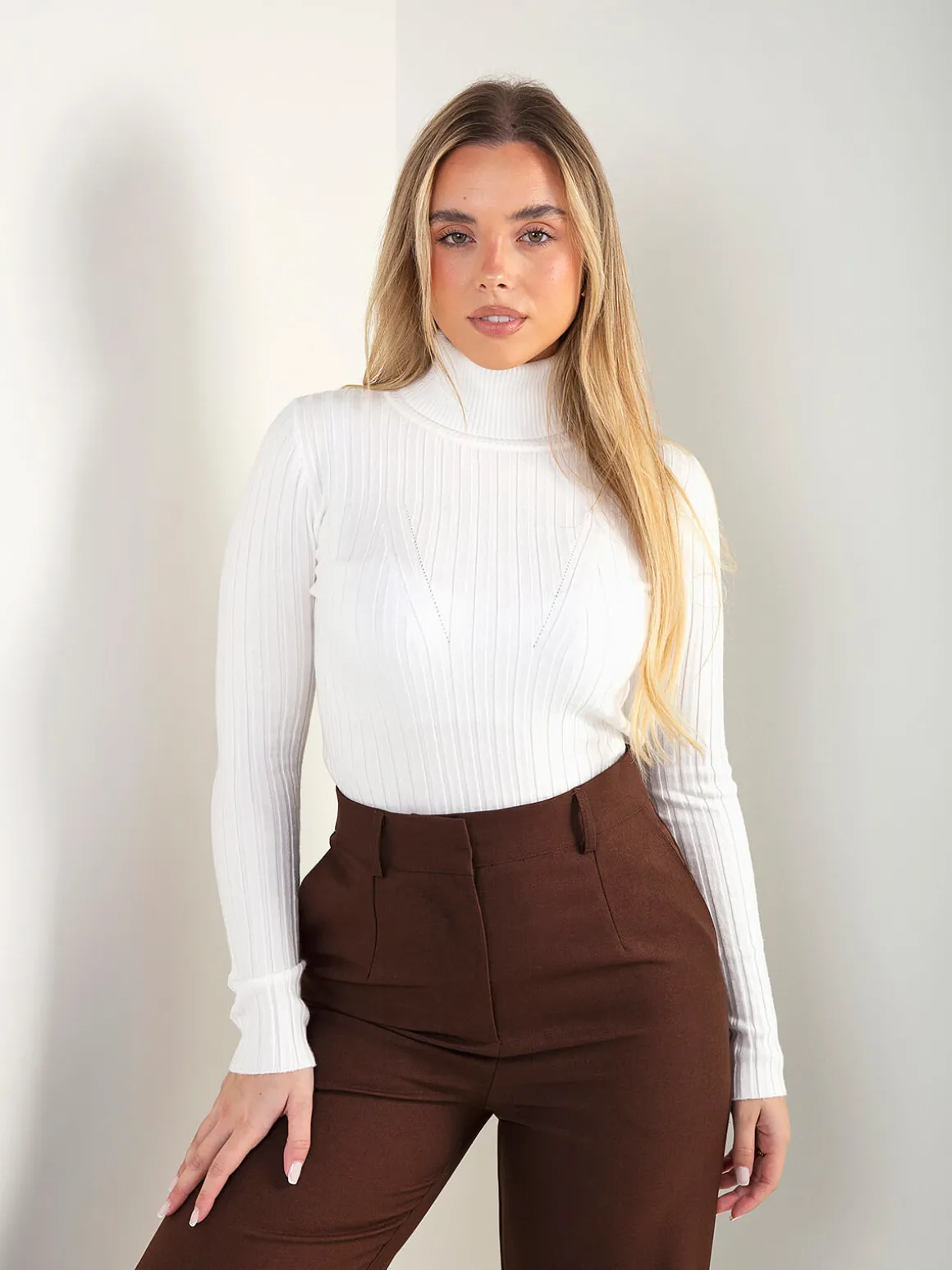 Camisola canela fina gola alta