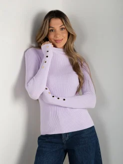 Camisola canelada gola perkins e botões