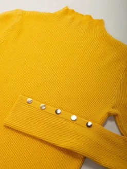 Camisola canelada gola perkins e botões