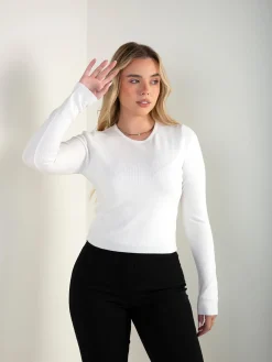 Camisola curta malha canelada