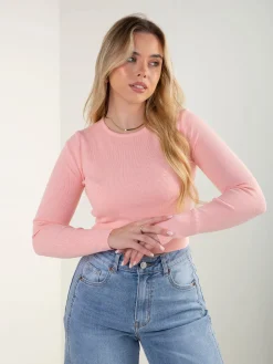 Camisola curta malha canelada