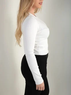 Camisola curta malha canelada