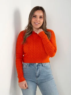 Camisola curta malha trançada