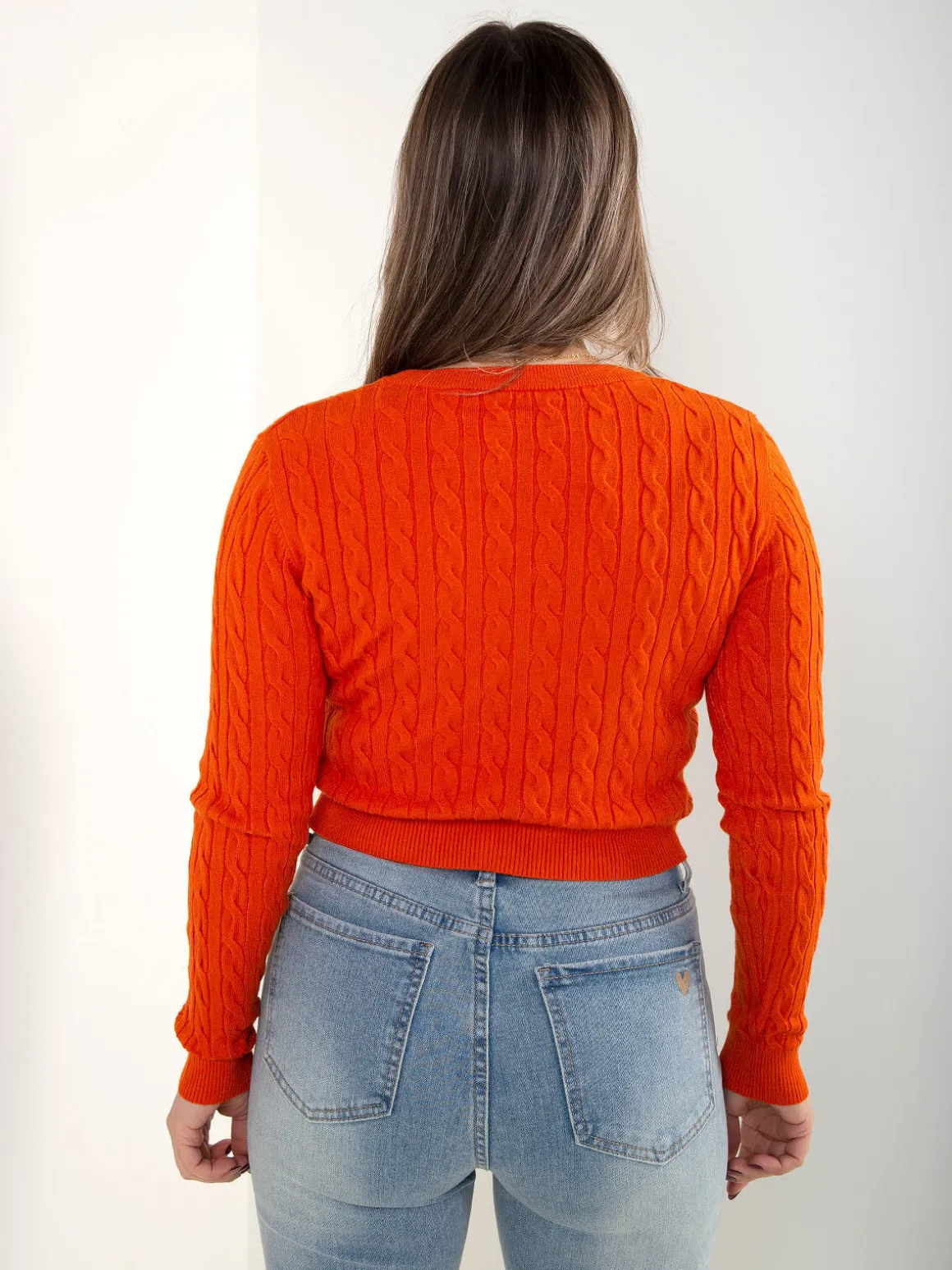 Camisola curta malha trançada