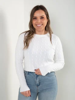 Camisola curta malha trançada