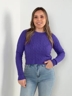 Camisola curta malha trançada