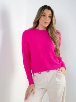 Camisola de malha com acabamento desfiado