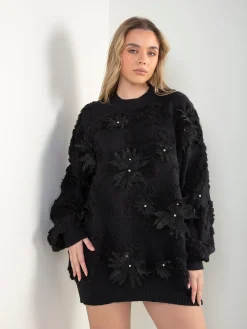 Camisola de malha com aplicação floral