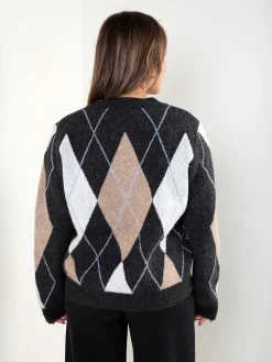 Camisola de malha com padrão losangos